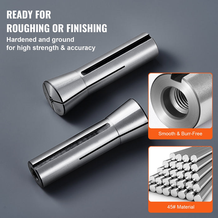 VEVOR 13 pcs Precision R8 Collet Set, 1/8'' - 7/8'', 45# Mill Collet Chuck 0.0012"/30μm TIR with 13 Labeled Storage Boxes, for Milling Machine Drill Presses Boring Machine Machining Center