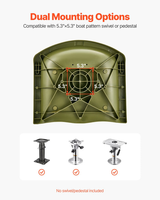 VEVOR Boat Seat, Low Backrest, Folding Fishing Boat Seat with Thickened Sponge Cushion & PU Polyester Fabric, Strong PP Frame, Flip Up Boat Seat for Fishing Boats, Yachts, Ships, Camouflage Color