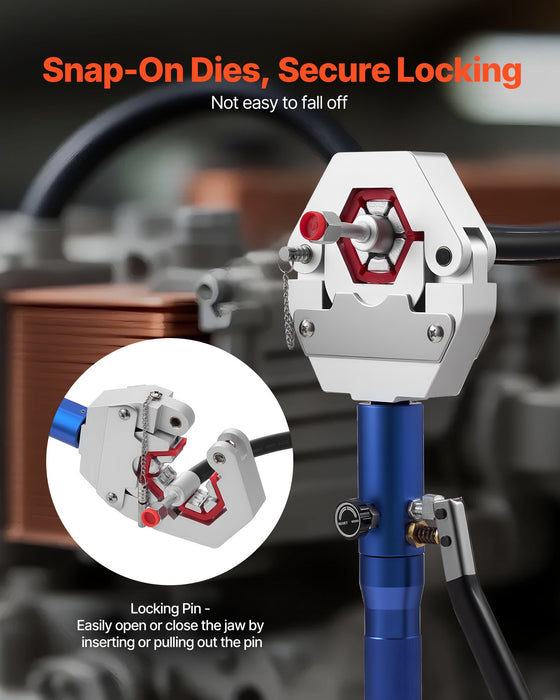 VEVOR Hydraulic Hose Crimper, Hydra-Krimp AC Hose Crimper Kit with 7 Dies Snap-On, Integral Manual Hydraulic A/C Hoses Crimping Tool for Automotive & Air Conditioning Repair - with Carrying Case