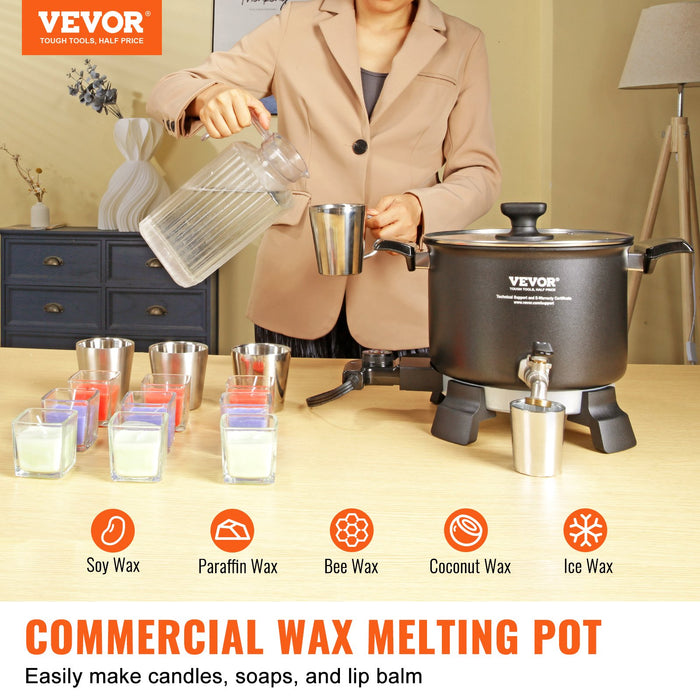 VEVOR Wax Melter for Candle Making, 5 Liter Large Electric Wax Melting Pot Easy Pour Spout, 4-level Temperature Control, Easy Clean for Candle Soap Cream Beauty Bulk Production Business or Home