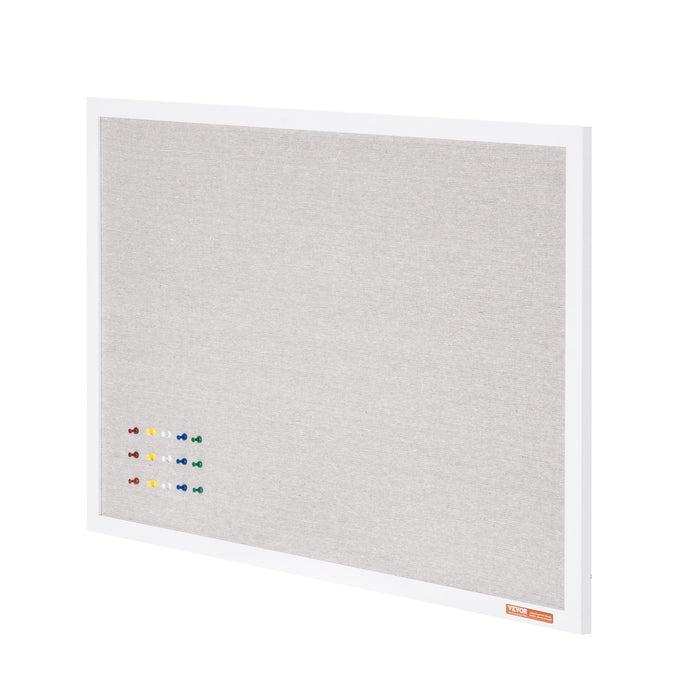 VEVOR 48"x36" White Cork Board with Linen Surface – Stylish Wall-Mounted Bulletin Board for Home, School, Office – Elegant & Functional Noticeboard