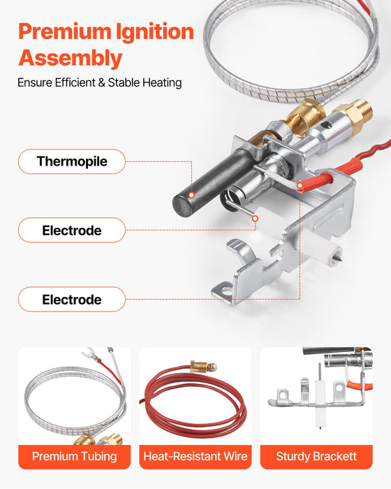 VEVOR Gas Pilot Assembly, OE 14D0477, LPG8404, SRV14D0477 Fireplace Gas Pilot Assembly Kit, LPG Ignition Replacement, Compatible with Lexington Forge, Majestic, Martin, Monessen Models
