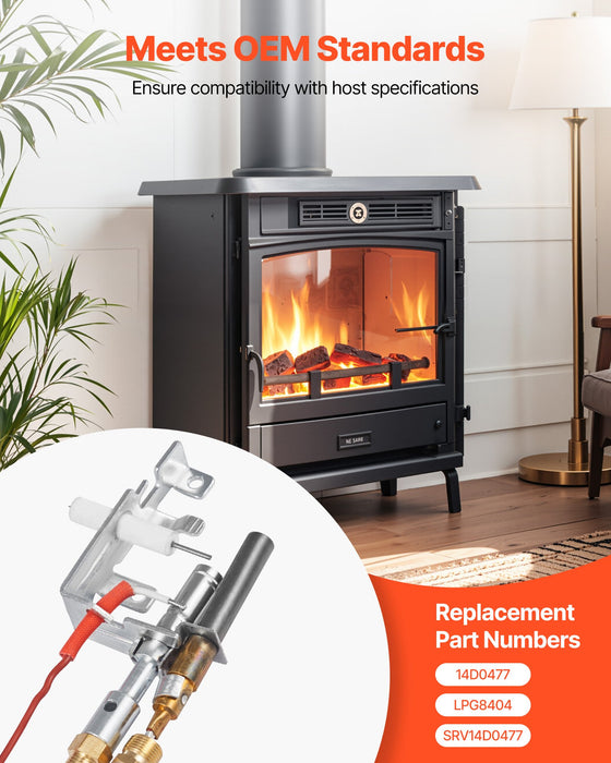 VEVOR Gas Pilot Assembly, OE 14D0477, LPG8404, SRV14D0477 Fireplace Gas Pilot Assembly Kit, LPG Ignition Replacement, Compatible with Lexington Forge, Majestic, Martin, Monessen Models