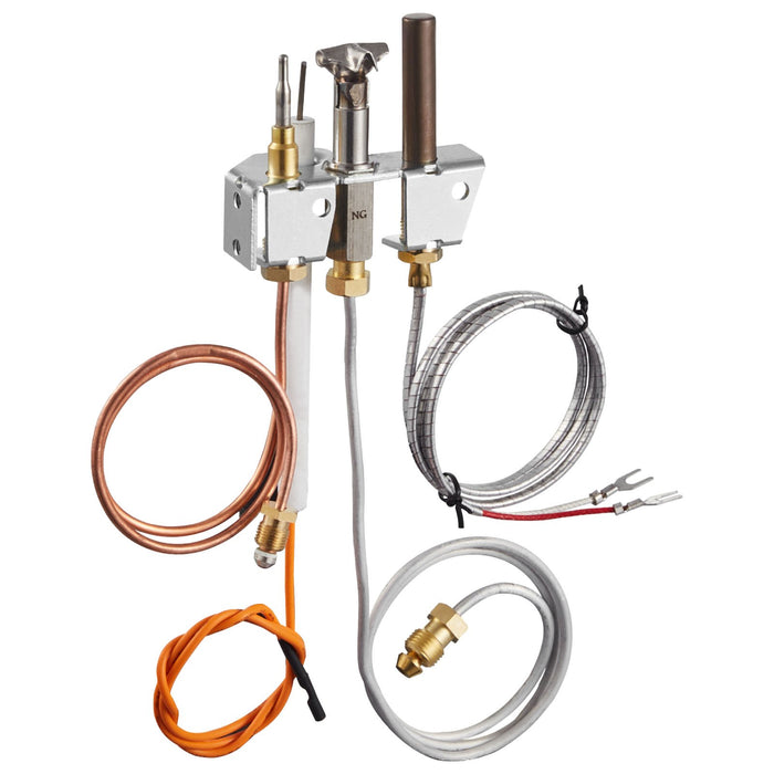 VEVOR Gas Pilot Assembly, OE 4021-732, 25660 Fireplace Gas Pilot Assembly, Natural Gas Ignition Replacement with Pilot Tube, Thermocouple, Thermopile, Wires, Compatible with Heatilator Models