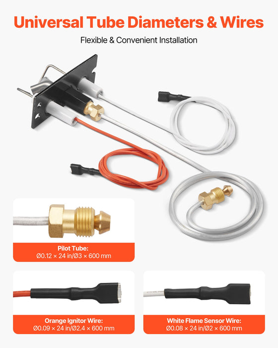 VEVOR Gas Pilot Assembly, OE 2090-012, 2198-012, SRV2090-012 Fireplace Gas Pilot Assembly, Natural Gas Ignition Replacement, Fit Heatilator, Heat & Glo, Quadra-Fire, Outdoor Lifestyles, Majestic