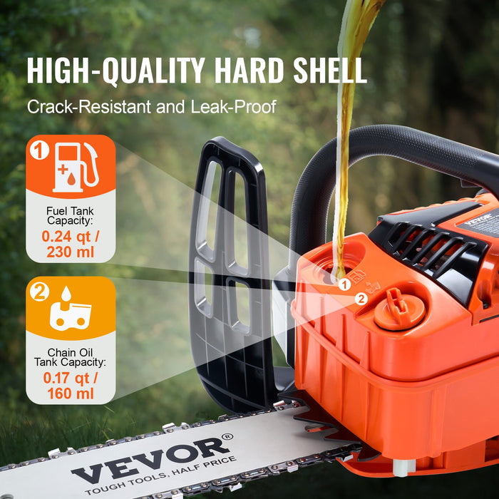 VEVOR 25.4CC 304.8mm Gasoline Chainsaw Powered Wood Cutting Engine Gas Chain Saw