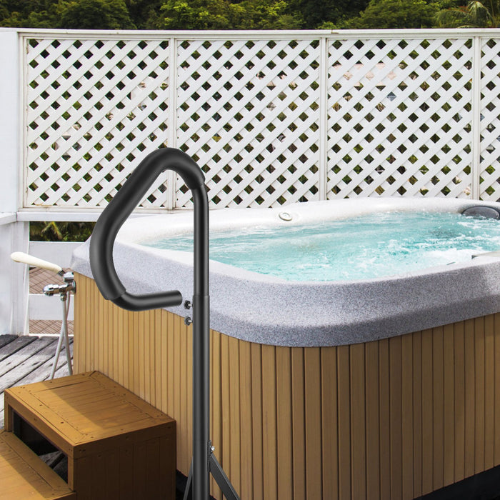VEVOR Hot Tub Handrail, 360 Rotatable Spa Side Handrail with 35"-57" Adjustable Height, Rust-proof Aluminum Spa Step Hot Tub Hand Rail with Slide-Under Mount Base for Indoor & Outdoor, 600LBS Capacity