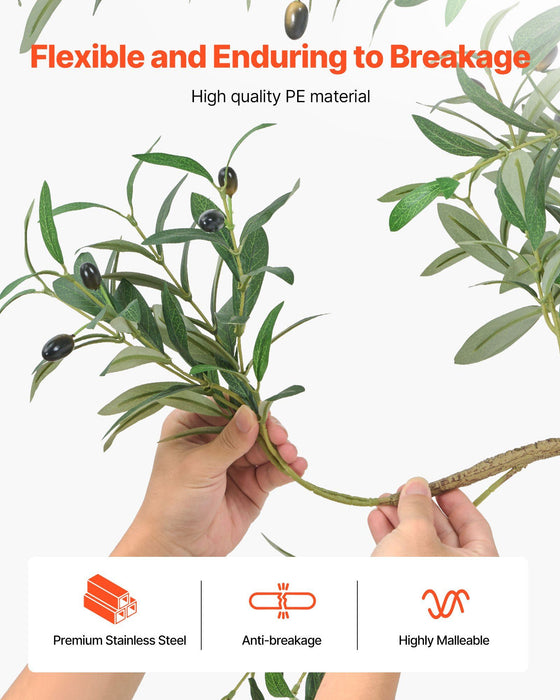 150cm Artificial Olive Tree with Black Pot, Tall Fake Tree with Natural Wood Trunk & Realistic Green Leaves and Fruits, Indoor Faux Plant for Home, Office, Living Room, Corner Decor
