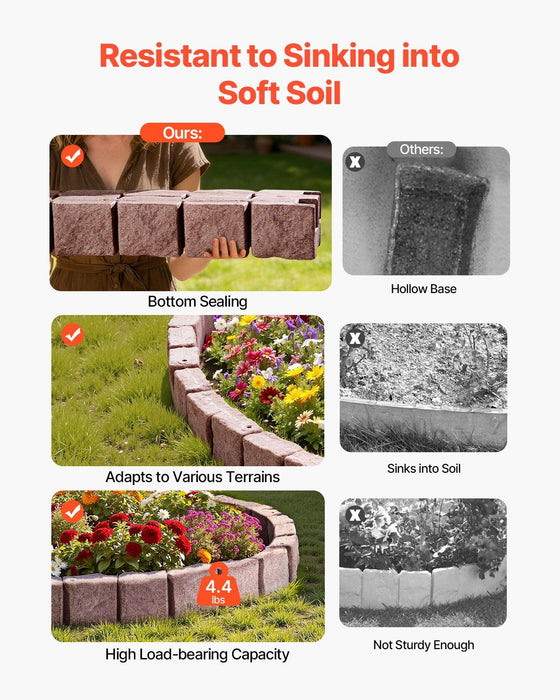 Fake Stone Landscape Edging1190 x 100 x 155mm Lawn Edging Fade-Resistant Brown