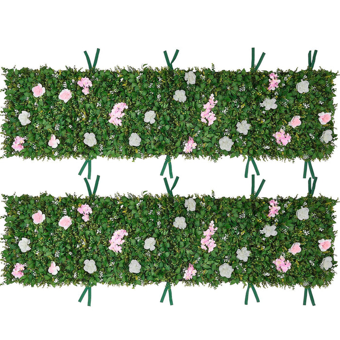 Artificial Luxury‌ Flower Wall Backdrop, 2 PCS, Each Panel 61 x 243.8 cm, Gorgeous 3D Silk Floral Backdrop Pet Friendly, Easy Installation Flower Wall Panel for Wedding, Event, Party, Home Decor