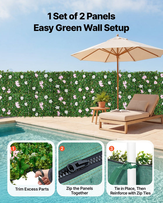Artificial Luxury‌ Flower Wall Backdrop, 2 PCS, Each Panel 61 x 243.8 cm, Gorgeous 3D Silk Floral Backdrop Pet Friendly, Easy Installation Flower Wall Panel for Wedding, Event, Party, Home Decor
