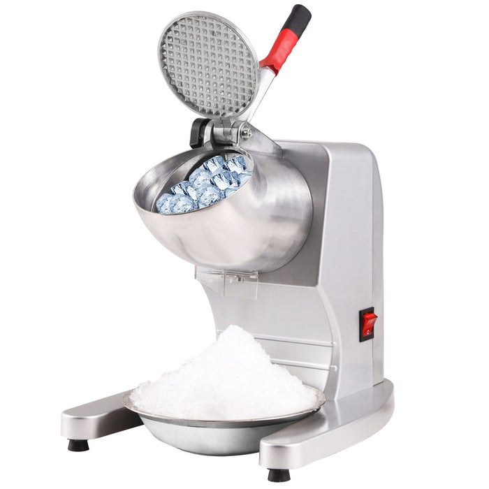 VEVOR Ice Crushers Machine, 220lbs Per Hour Electric Snow Cone Maker with 4 Blades, 300W Electric Ice Crusher with Cover and Bowl for Home and Commercial Use, Silver
