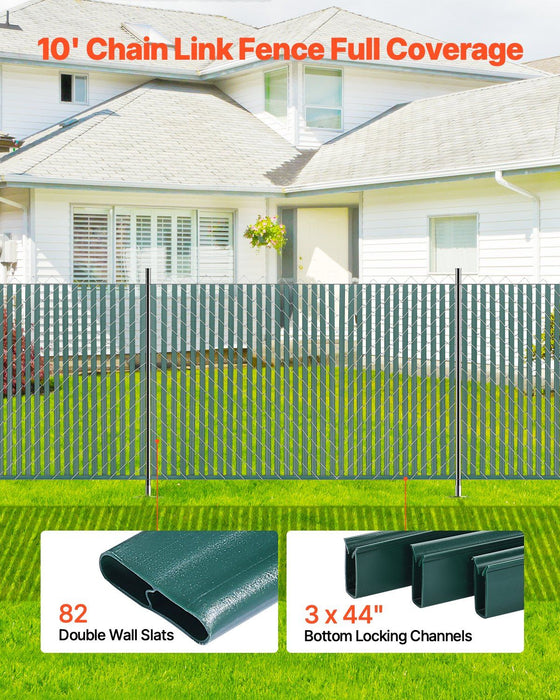 Bottom Locking Privacy Slats, Double-Wall Vertical Bottom-Locking Slats for Chain-Link Fence, High-Density HDPE Chain Link Slats Ideally Fit 1.2 m High Fence for Garden Farm Sports Field(Green)