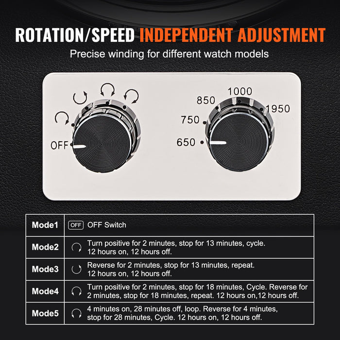 VEVOR Watch Winder, Watch Winder for 6 Men's and Women's Automatic Watches, with 6 Super Quiet Japanese Mabuchi Motors, Blue LED Light and Adapter, High-Density Board Shell and Black PU