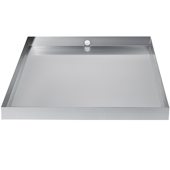 32 x 30 x 2.5 Inch Washing Machine Pan 18 GA Thickness 304 Stainless Steel Heavy Duty Compact Washer Drip Tray with Drain Hole & Hose Adapter