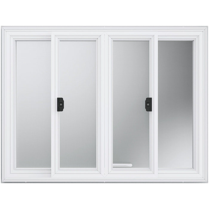Concession Window 48"x36", Aluminum Alloy Food Truck Service Window with 4 Horizontal Sliding Windows & Awning Door & Drag Hook, Up to 85 Degrees Serving Window for Food Truck Concession Trailer