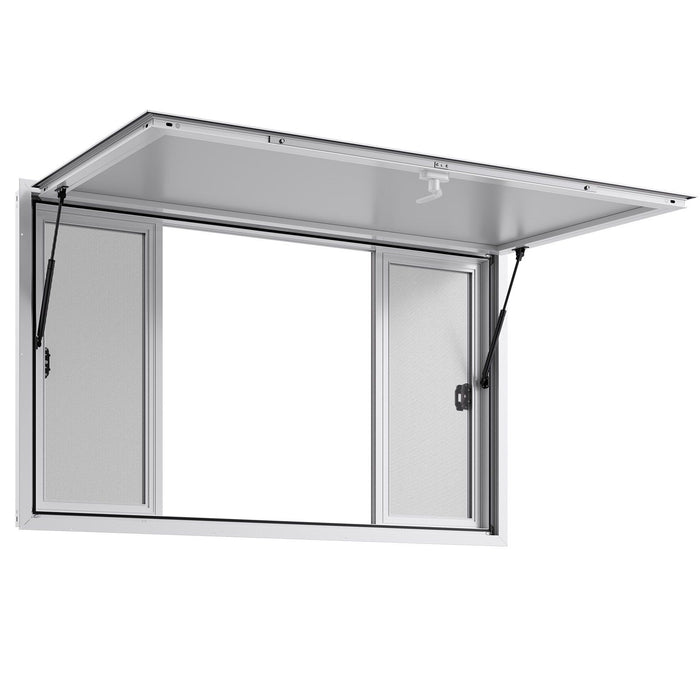 Concession Window 1524x915 mm, Aluminum Alloy Service Window for Food Truck, Up to 85 Degrees Stand Serving Window with 4 Sliding Windows, Awning Door, and Drag Hook, for Concession Trailers