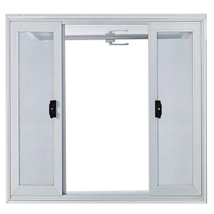 VEVOR Concession Window, 91.4 x 91.4 cm Aluminum Alloy Food Truck Service Window with 4 Horizontal Sliding Screen Windows & Awning Door & Drag Hook, Serving Window for Food Trucks Concession Trailers
