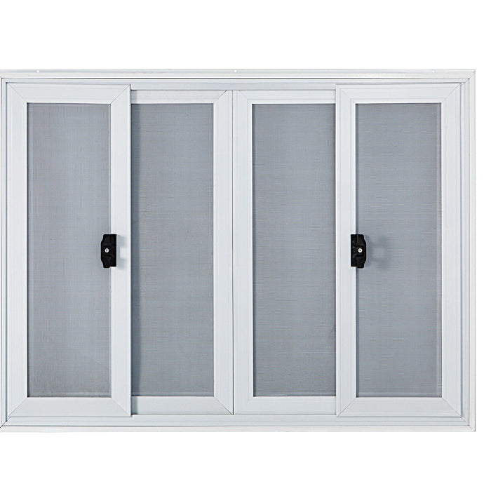 Concession Window, 48 x 36 inch, Aluminum Alloy Food Truck Service Window with 4 Horizontal Sliding Screen Windows & Awning Door & Drag Hook, Serving Window for Food Trucks Concession Trailers