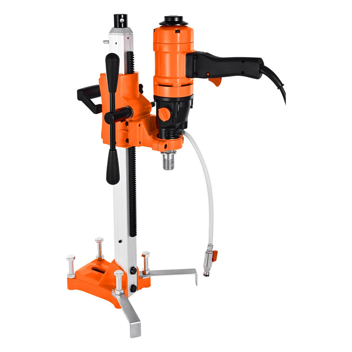 VEVOR Diamond Core Drilling Machine, 200 mm Drilling Diameter, 2-in-1 Handheld & Stand-Mount Dry and Wet Concrete Core Drill Rig with 4 Bits, 1000/2250 RPM 2-Speed, for Concrete Brick Stone, 1500W