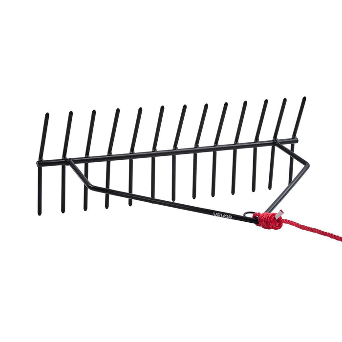 24 in Aquatic Weed Rake, 8.7 in Double Sided Lake Weed Rake, Pond Weeds Cutter with 30ft Rope, Tie Hole, No Assembly Required, Lightweight Muck Lilypad Clearing Tool for Pond, Lake, Rivulet