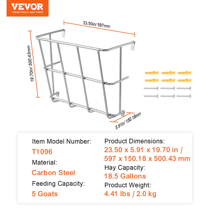 VEVOR Livestock Hay Feeder 18.5 Gallons Wall Mounted Goat Hay Rack for Horses