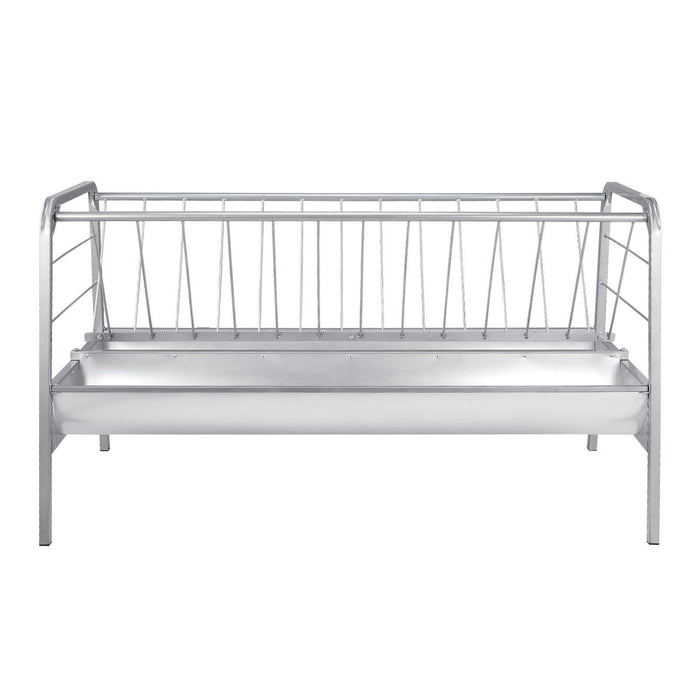 Livestock Hay Feeder, 2 in 1 Grain & Hay Feeder, 300L Capacity, 147 cm Long Goat Pasture Feeding with Deeper Feeding Pan, Heavy Duty Steel Grain Holder for Sheep Sheds, Farms, Horse Barns, Yards