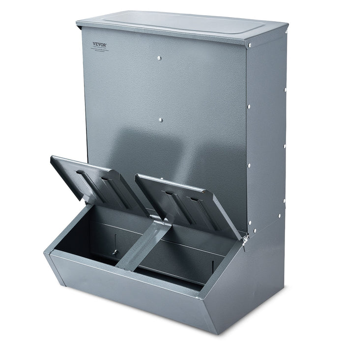 VEVOR Hog Feeder 3.7 Bushel Metal Double Door Pig Feeder Feeding up to 8 Hogs
