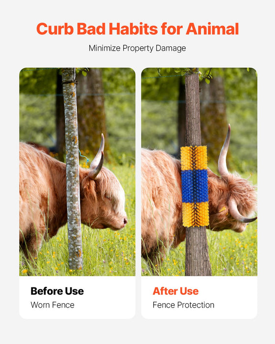 VEVOR Livestock Scratching Brush, 6 Pcs Horse Brush with 12 Screws, 20 x 7.5 in Cow Scratcher, for Back Itch Relief & Keep Cleaning, Grooming & Scratching Post Brush for Horse, Pig, Cattle Supplies