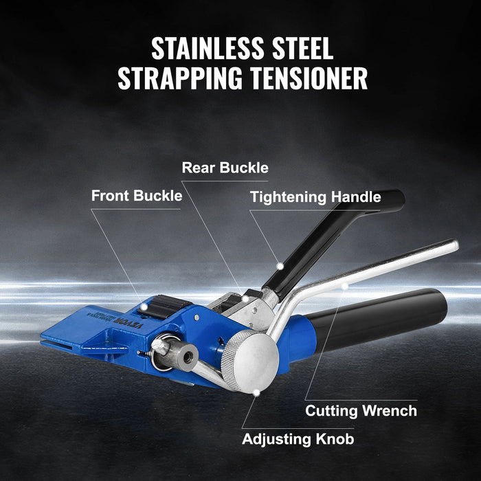 VEVOR Banding Strapping Kit with Strapping Tensioner Tool, 30 m Length 304 Stainless Steel Banding, 100 Metal Seals, Pallet Packaging Strapping Banding Kit, Banding Packaging Strapping for Packing