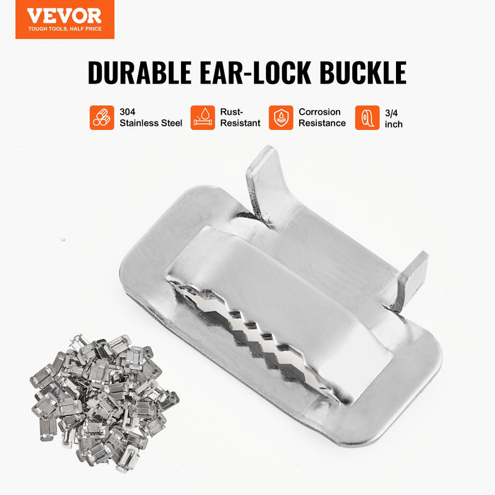 VEVOR Banding Strapping Kit with Strapping Tensioner Tool, 30 m Length 304 Stainless Steel Banding, 100 Metal Seals, Pallet Packaging Strapping Banding Kit, Banding Packaging Strapping for Packing