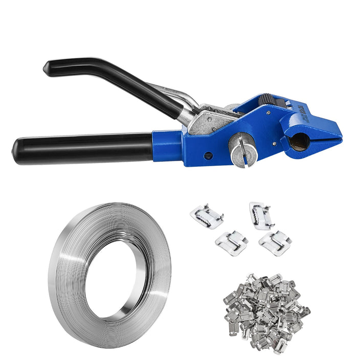 VEVOR Banding Strapping Kit with Strapping Tensioner Tool, 30 m Length 304 Stainless Steel Banding, 100 Metal Seals, Pallet Packaging Strapping Banding Kit, Banding Packaging Strapping for Packing