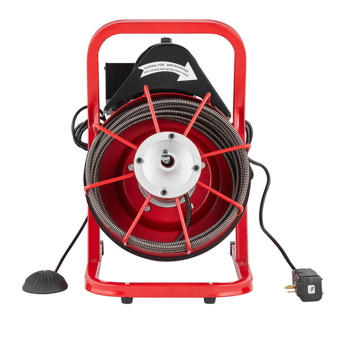 VEVOR Drain Cleaner Machine Drain Auger 50FT x 3/8 Inch Manual Feed & 4 Cutters