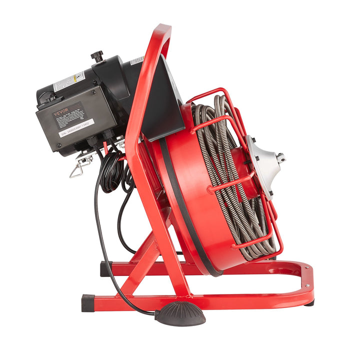 VEVOR Drain Cleaner Machine Drain Auger 50FT x 3/8 Inch Manual Feed & 4 Cutters