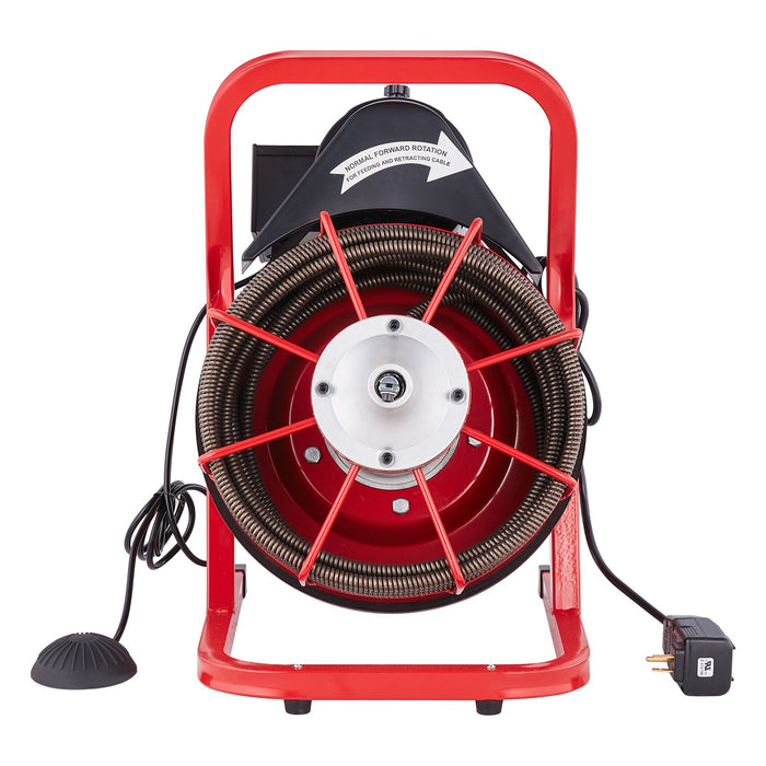 VEVOR Drain Cleaner Machine Drain Auger 50FT x 1/2 Inch Manual Feed & 4 Cutters