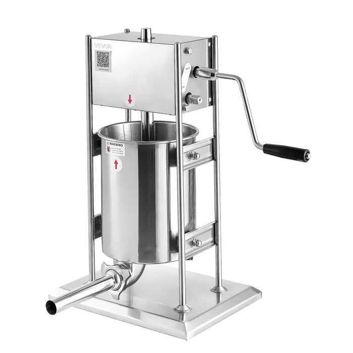 VEVOR Manual Sausage Stuffer, 22 LBS / 10 L Vertical Meat Stuffer, Dual-Speed Sausage Casing Meat Filling Machine, Stainless Steel Heavy Duty Filler with 5 Stuffing Tubes, for Commercial & Home Use