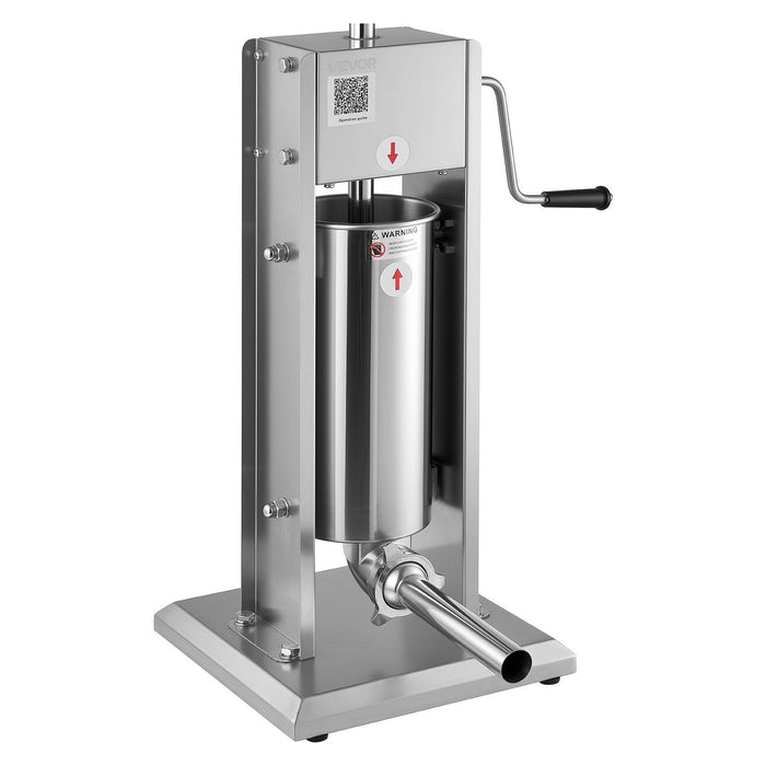 Manual Sausage Stuffer, 11 LBS / 5 L Vertical Meat Stuffer, Dual-Speed Sausage Casing Meat Filling Machine, Stainless Steel Heavy Duty Filler with 5 Stuffing Tubes, for Commercial & Home Use