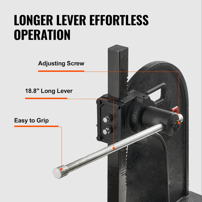VEVOR Arbor Press, 3 Ton Manual Arbor Press, 30.99" Maximum Height, Cast Iron Heavy-duty Manual Desktop Arbor Press, Precision Hand Press for Stamping, Bending, Stretching, Forming