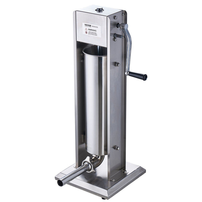 Manual Sausage Stuffer, 7 L / 15 LBS Vertical Sausage Machine, Dual-Speed Meat Stuffer, Made of Food-Grade 304 Stainless Steel, Includes 5 Stuffing Tubes, for Home Kitchen Restaurant Commercial