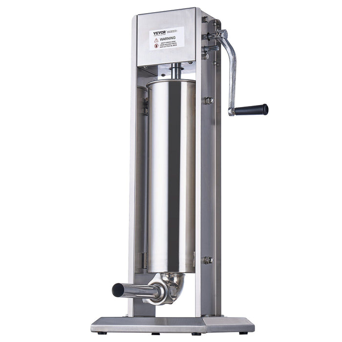 Manual Sausage Stuffer, 7 L / 15 LBS Vertical Sausage Machine, Dual-Speed Meat Stuffer, Made of Food-Grade 304 Stainless Steel, Includes 5 Stuffing Tubes, for Home Kitchen Restaurant Commercial