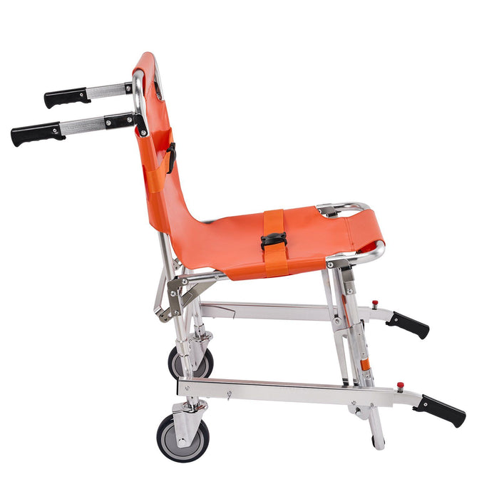 EMS Stair Chair, 159 kg Load Capacity, Foldable Aluminum Emergency Stair Climbing Wheelchair with 2 Wheels, Portable Stair Lift Chair Ambulance Firefighter Evacuation Use for Elderly, Disabled