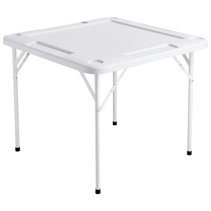 VEVOR Mahjong Table, 4 Player Folding Domino Table with Wear-Resistant Green Tabletop, Portable Square Card Table with 4 Cup Holders & 4 Chip Trays for Mahjong Poker Puzzles, 90 x90-inch