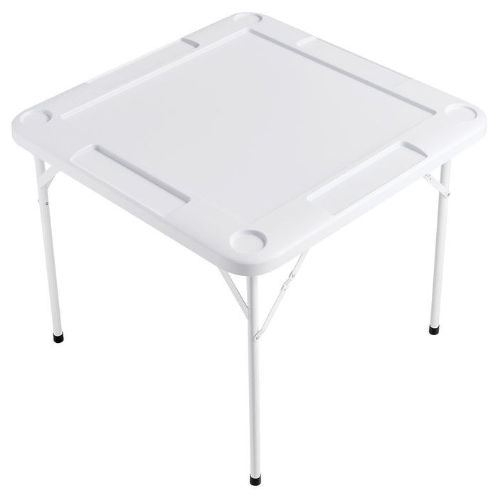 VEVOR Mahjong Table, 4 Player Folding Domino Table with Wear-Resistant Green Tabletop, Portable Square Card Table with 4 Cup Holders & 4 Chip Trays for Mahjong Poker Puzzles, 90 x90-inch