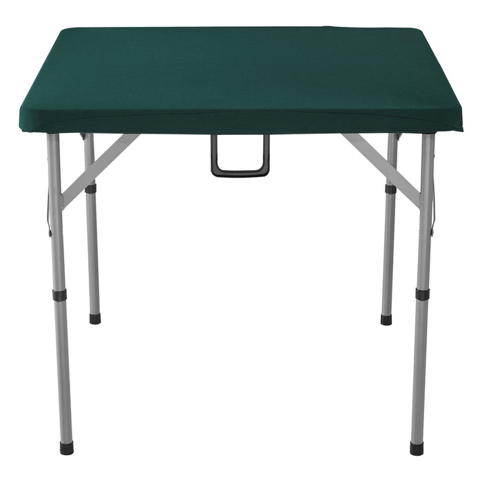 Mahjong Table, Fold-in-Half 4 Player Card Table with Wear-Resistant Green Tabletop, Portable Bi-Folding Square Domino Table with Carrying Handle for Outdoor Camping Picnic Party, 90 x90-inch