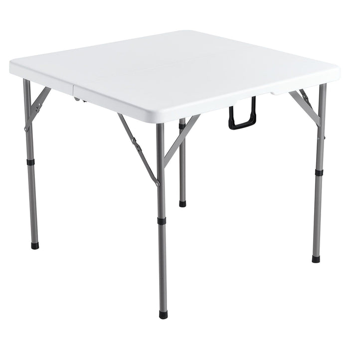 Mahjong Table, Fold-in-Half 4 Player Card Table with Wear-Resistant Green Tabletop, Portable Bi-Folding Square Domino Table with Carrying Handle for Outdoor Camping Picnic Party, 90 x90-inch