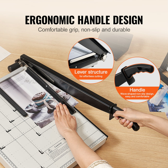 VEVOR Paper Cutter, Guillotine Trimmer, 457 mm Cut Length, 20 Sheets Capacity, Heavy Duty Guillotine Paper Cutter with Guard Rail/Blade Lock for Cardstock/Cardboard, Paper Trimmer for Home Office