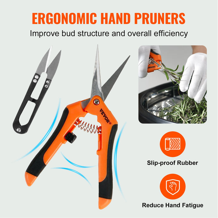 VEVOR Leaf Bowl Trimmer, 24'' Trimmer Bowl, Manual Bud Trimmer with Stainless-Steel Blades for Twisted Spin Cut, Clear Visibility Dome and Hand Pruner Included, for Cutting Leaves, Buds, Flowers