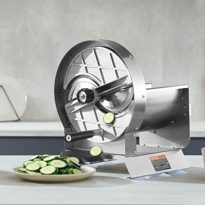 Manual Vegetable Fruit Slicer, 0-0.5"/0-12mm Thickness Adjustable Commercial Slicer Machine, Stainless Steel Food Cutter Slicing Machine with 2 Spare Blades, for Potato, Cucumber, Lemon, Tomato