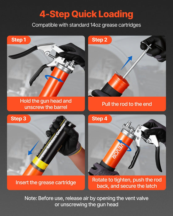 Grease Gun, 8000 PSI High Pressure, Heavy Duty Pistol Grip Grease Gun Kit with 0.4 L Capacity, Includes 46 cm Flex Hose, 1 Extension Rigid Pipe and 1 Sharp Type Nozzle for Automotive, Marine