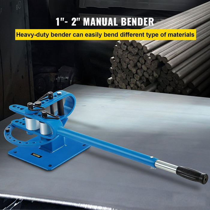 YP-9 Manual Bender, Soild Round Square Bar Metal Bender with 7 Bending Dies, Metal Rod Bar Bender Bending Tool for Construction Site Auto Repair